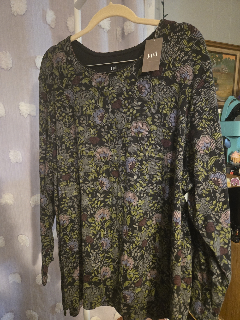 J.Jill Perfect Pima Women’s 4X Floral High Low Long Sleeve Tee NWT